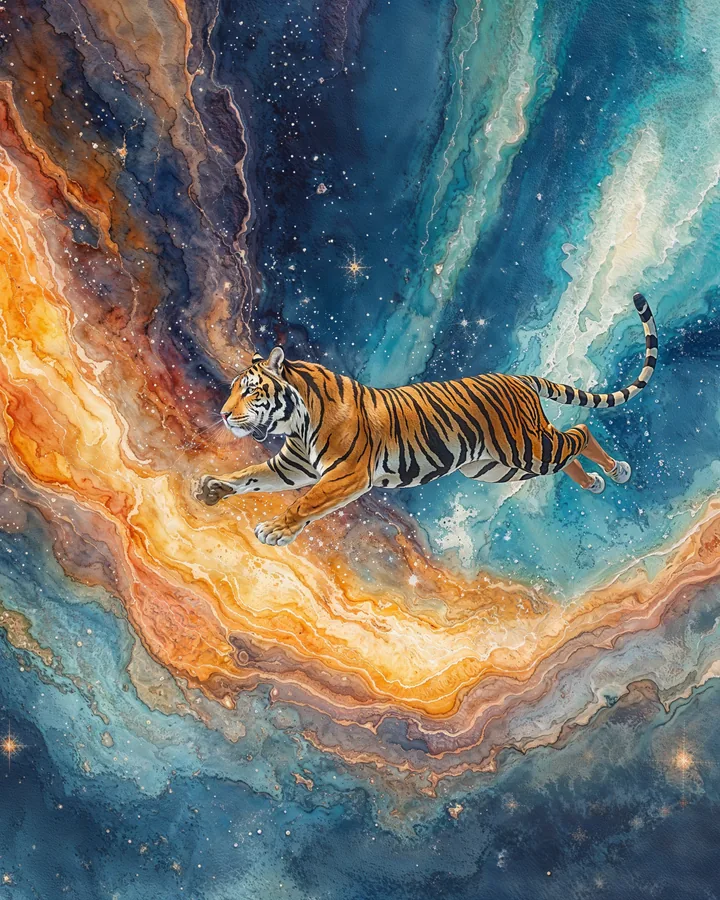 Tiger Chinese Zodiac Art Print — Watercolor — Celestial Dreamscapes variant 3