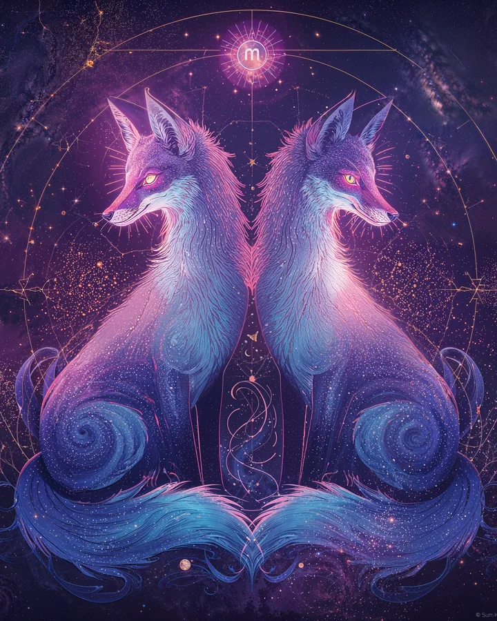 Celestial Animals variant 1 — Gemini Zodiac Art Print
