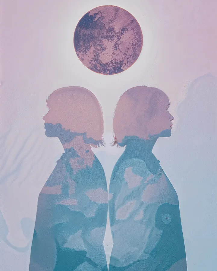 Silhouette Aspects variant 1 — Gemini Zodiac Art Print