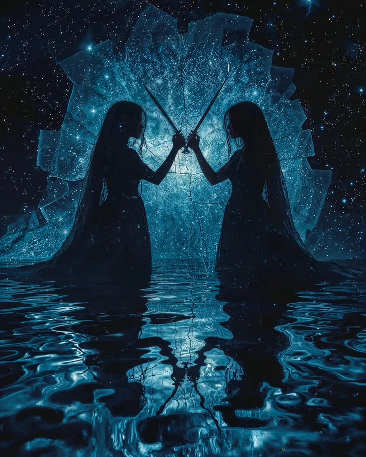 Silhouettes variant 1 — Gemini Zodiac Art Print