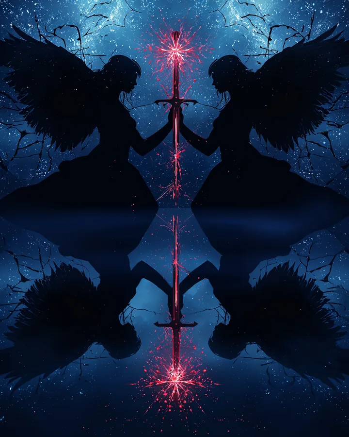 Silhouettes Fantasy variant 1 — Gemini Zodiac Art Print