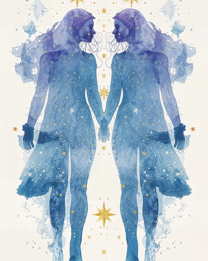Watercolor 1 variant 1 — Gemini Zodiac Art Print