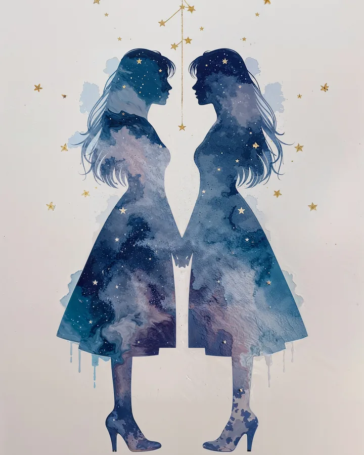 Watercolor 2 variant 1 — Gemini Zodiac Art Print
