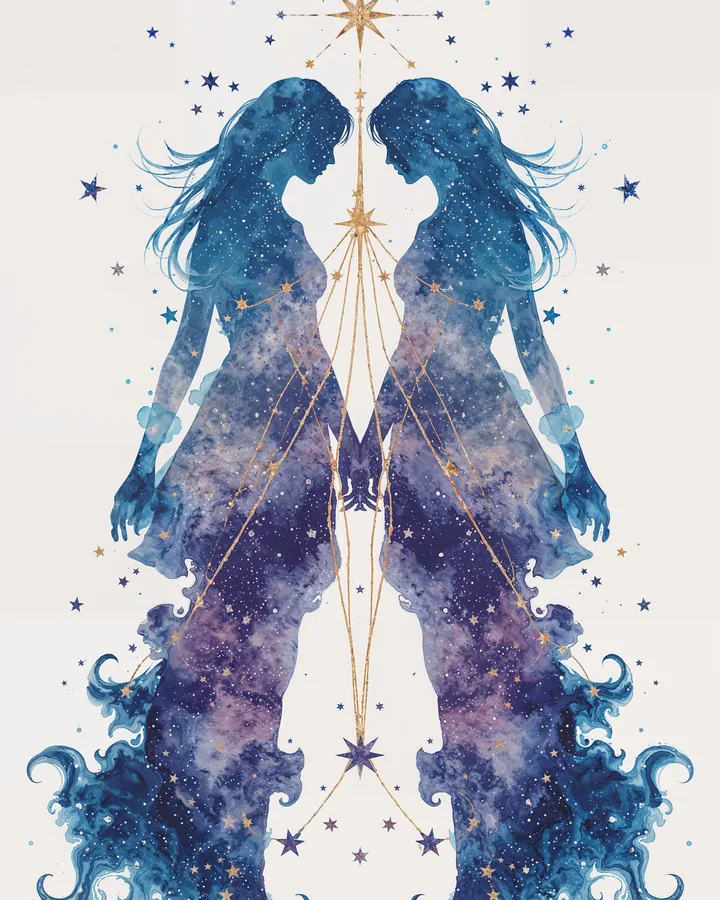 Watercolor 2 variant 2 — Gemini Zodiac Art Print