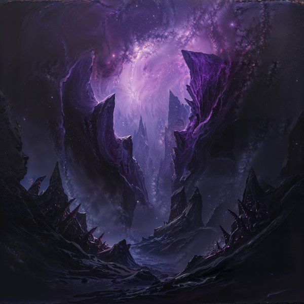 The Abyss of Scorpio — Zodiac landscape oil painting, noir oceanic depths with crimson glow