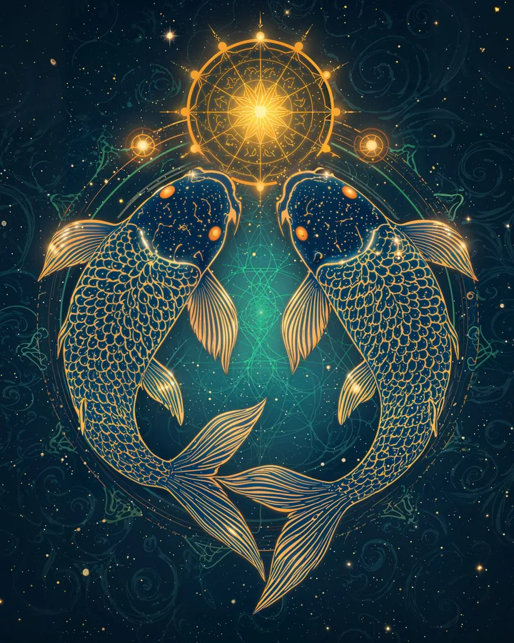 Celestial Animals variant 1 — Pisces Zodiac Art Print