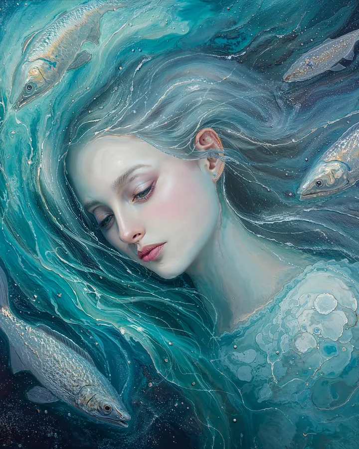 Punk Oil variant 1 — Pisces Zodiac Art Print