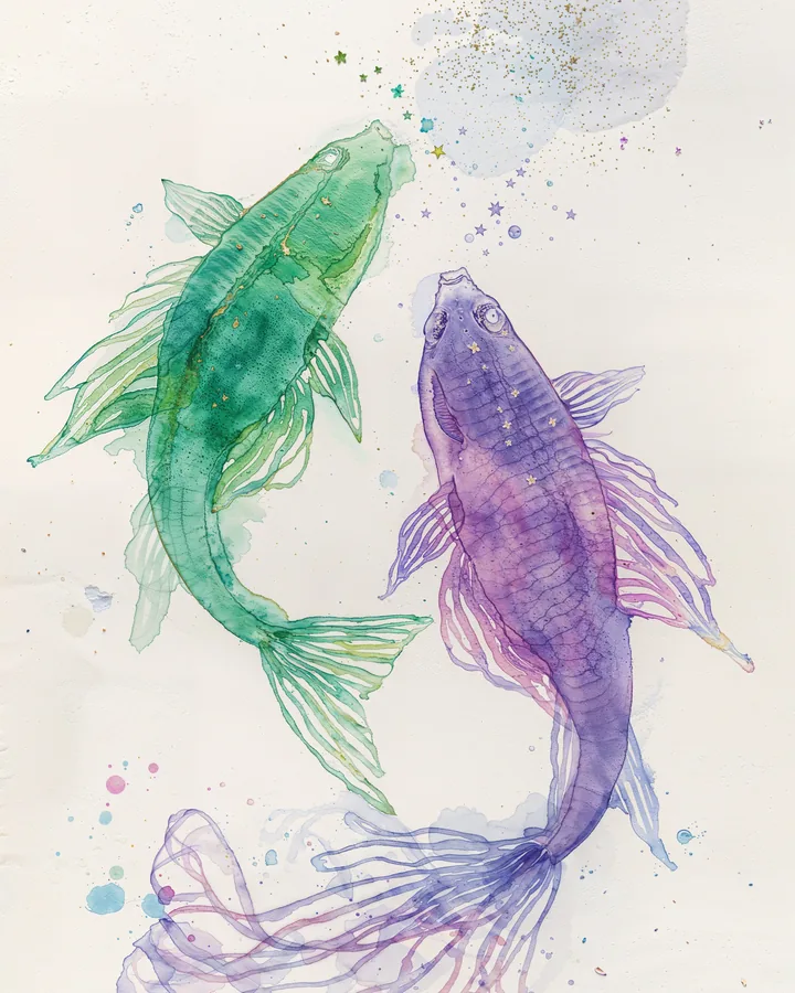 Watercolor 1 variant 1 — Pisces Zodiac Art Print
