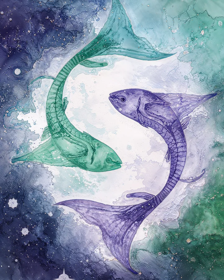 Watercolor 1 variant 2 — Pisces Zodiac Art Print