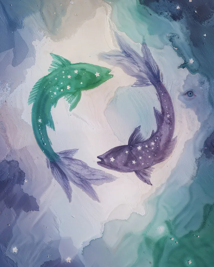 Watercolor 2 variant 1 — Pisces Zodiac Art Print