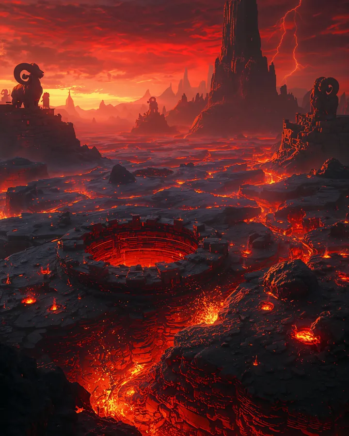 Aries Western Realms preview — four landscape-style fire-realms in hybrid cosmos style, from Built By Josh Studio