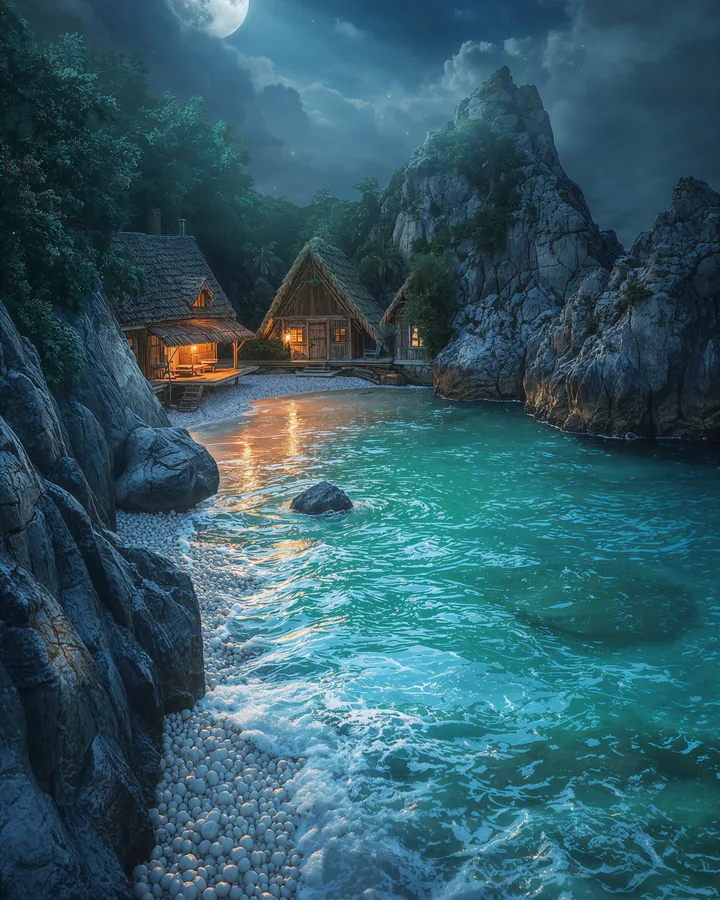 The Moonlit Cove variant 1 — Cancer Western Realms art print
