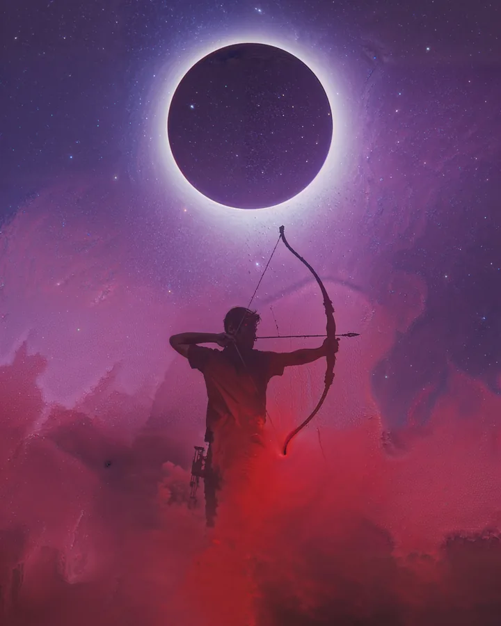 Silhouette Aspects variant 1 — Sagittarius Zodiac Art Print